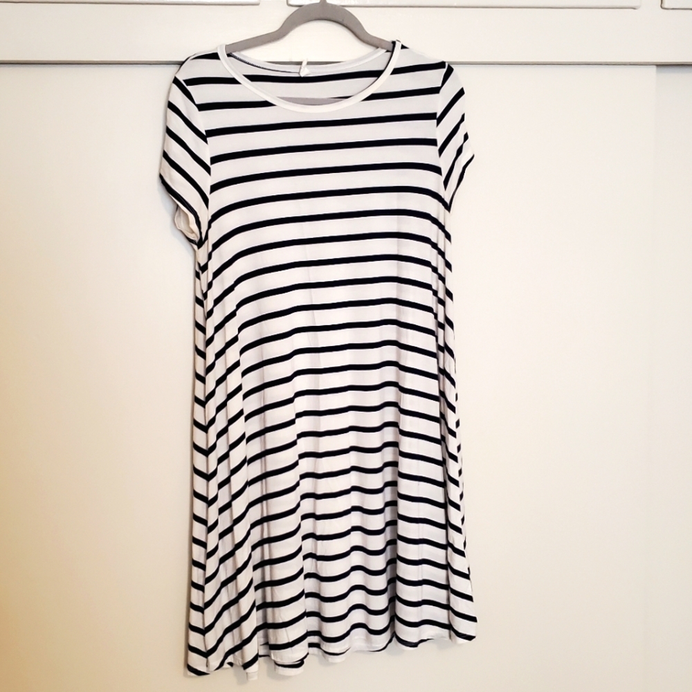 Navy Stripe Maternity Postpartum Dress